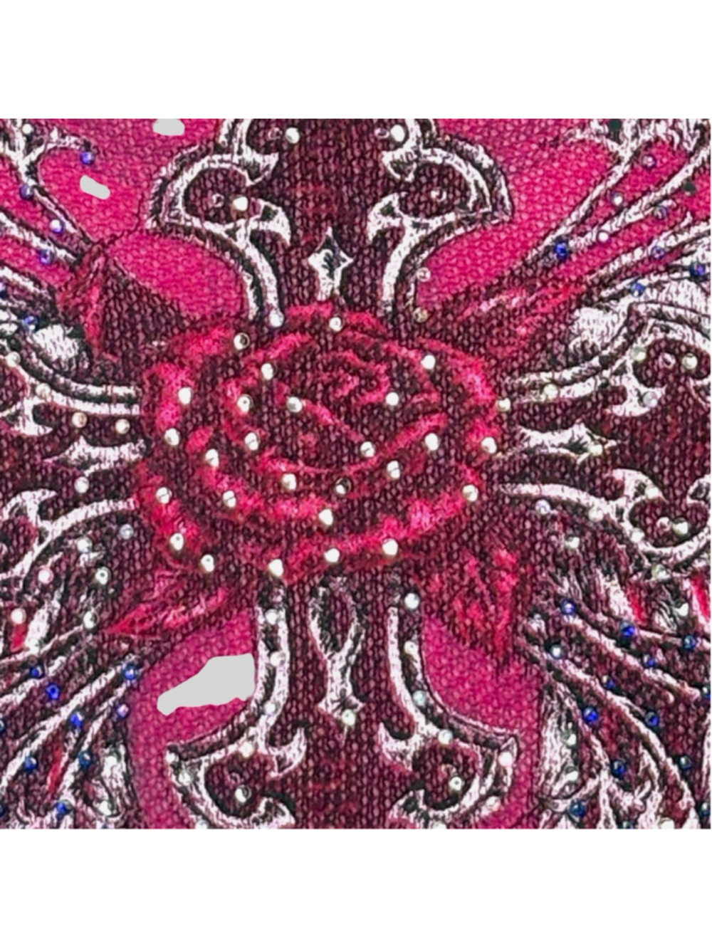 Rhinestone Angel Wings Rose Cross Top S Cyber Y2K Mall Goth From LA By Bus Stop - Picture 9 of 16